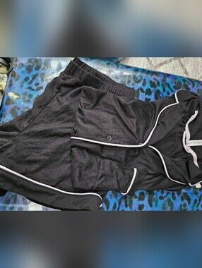 Small Black Pajama Set with White Piping